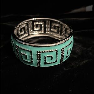 Turquoise and Silver Geometric Bangle